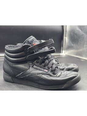 Reebok Freestyle Hi Shoes Womens 7 Black High Top Sneakers Stained 059503 616